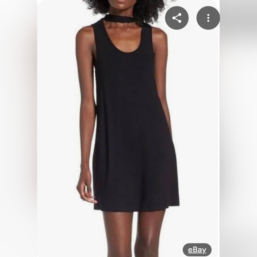 TOPSHOP sleeveless black flippy choker dress size 2
